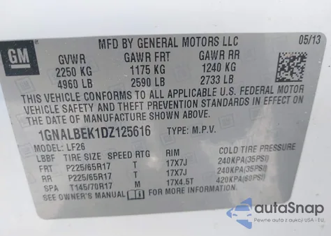 2013 Chevrolet Equinox Ls из США, поврежденный, VIN 1GNALBEK1DZ125616